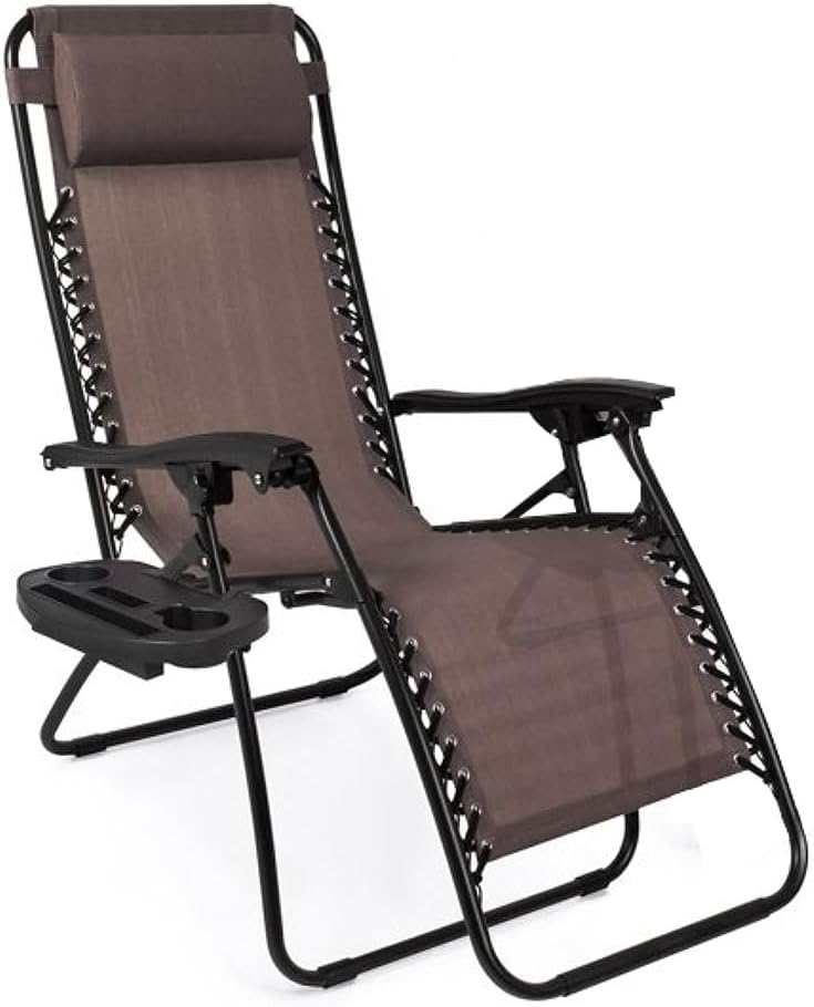 Brown Zero Gravity Patio Lounge Chair