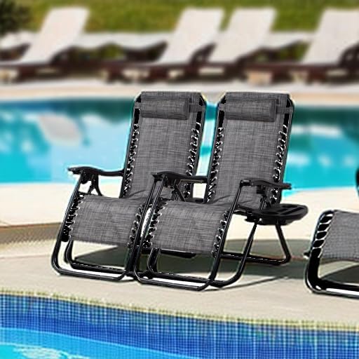 2 Grey Zero Gravity Lounge Chairs