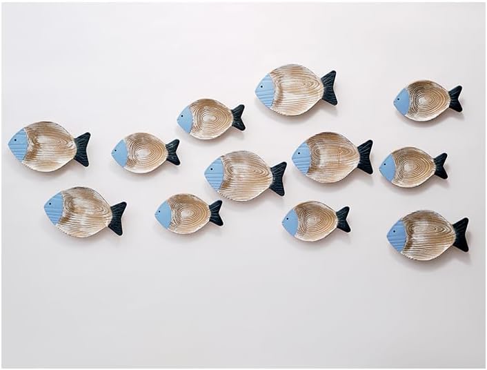 2pc Vintage Wooden Fish Coastal Wall Decor