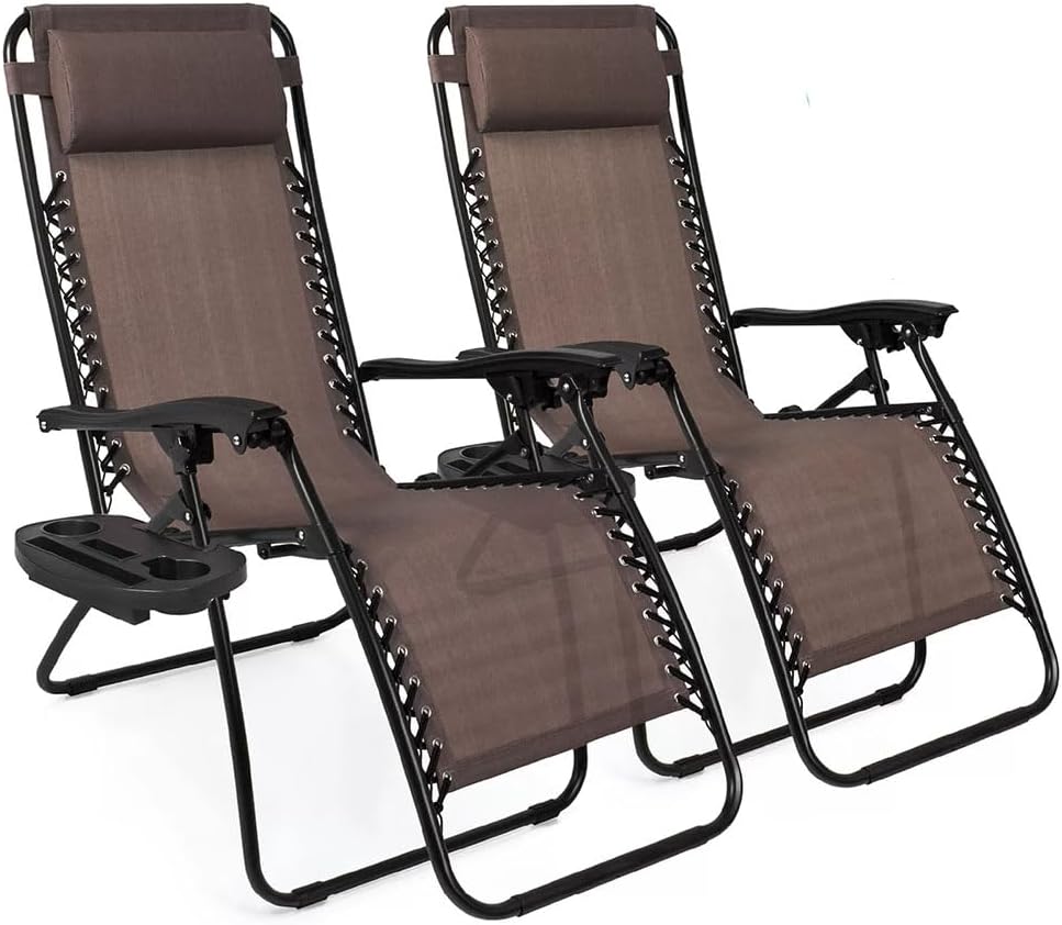 2 Brown Zero Gravity Lounge Chairs