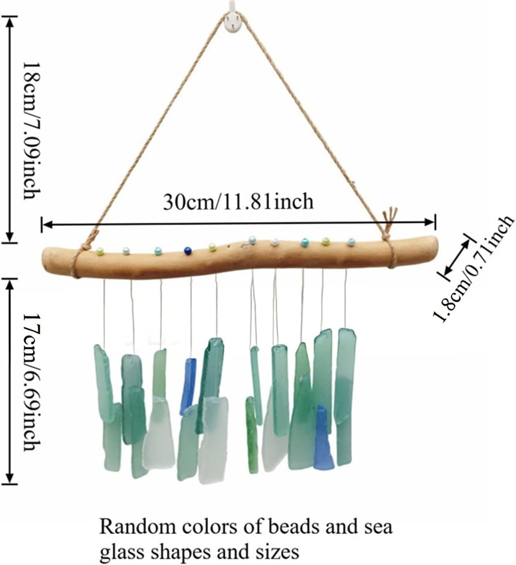 Sea Glass Driftwood Wind Chime Decor
