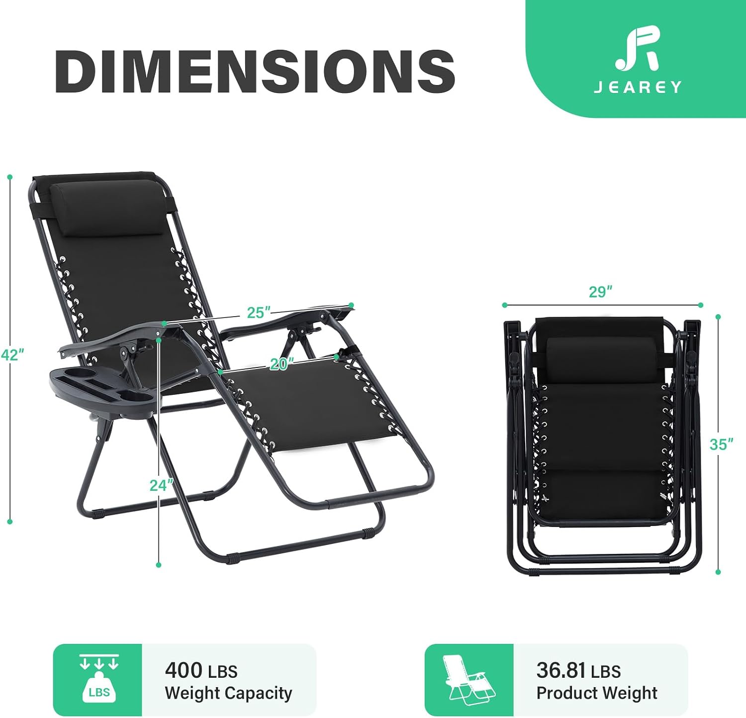 2 Black Oversized Zero Gravity Chairs