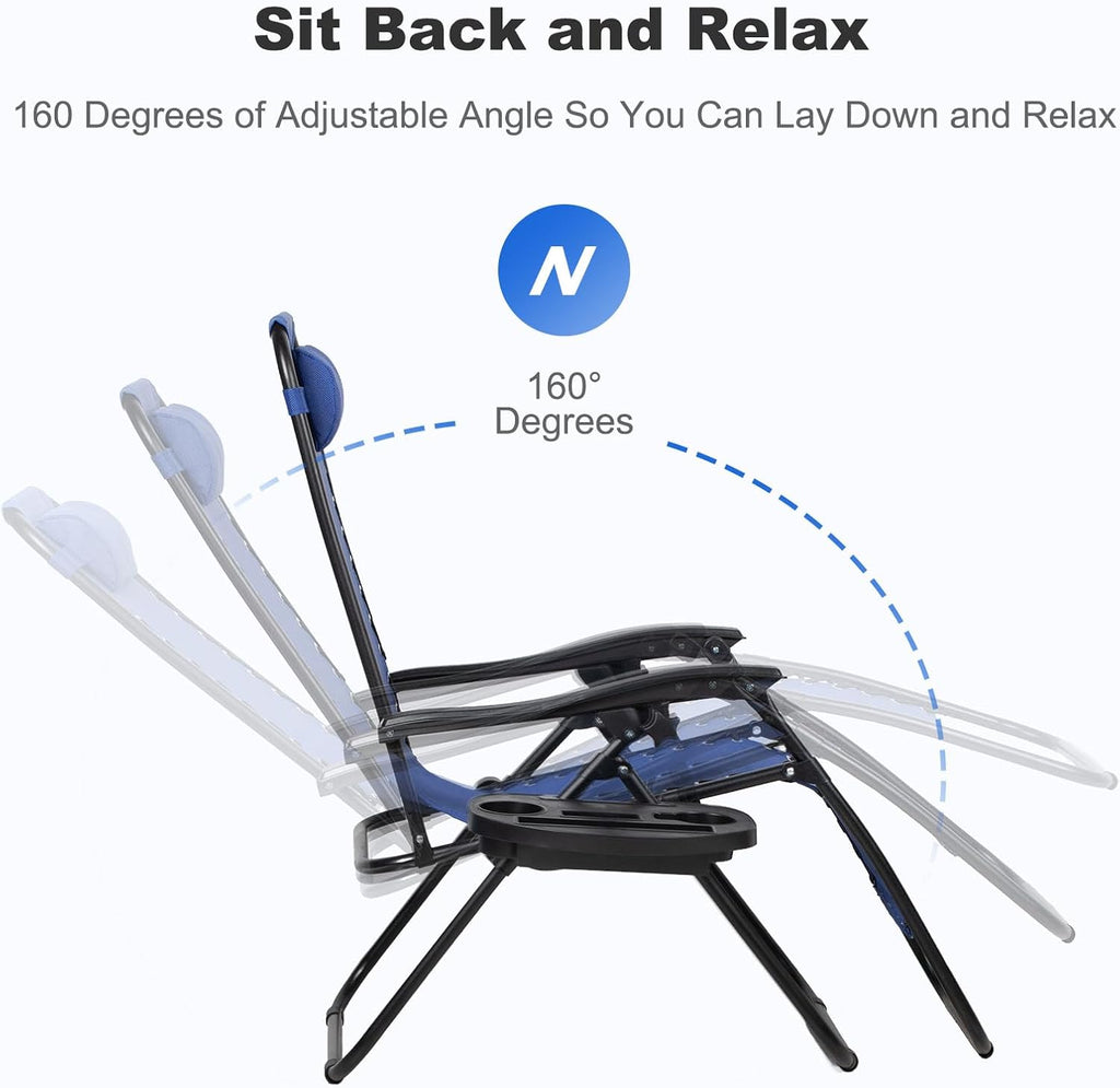 2 Blue Zero Gravity Patio Recliners