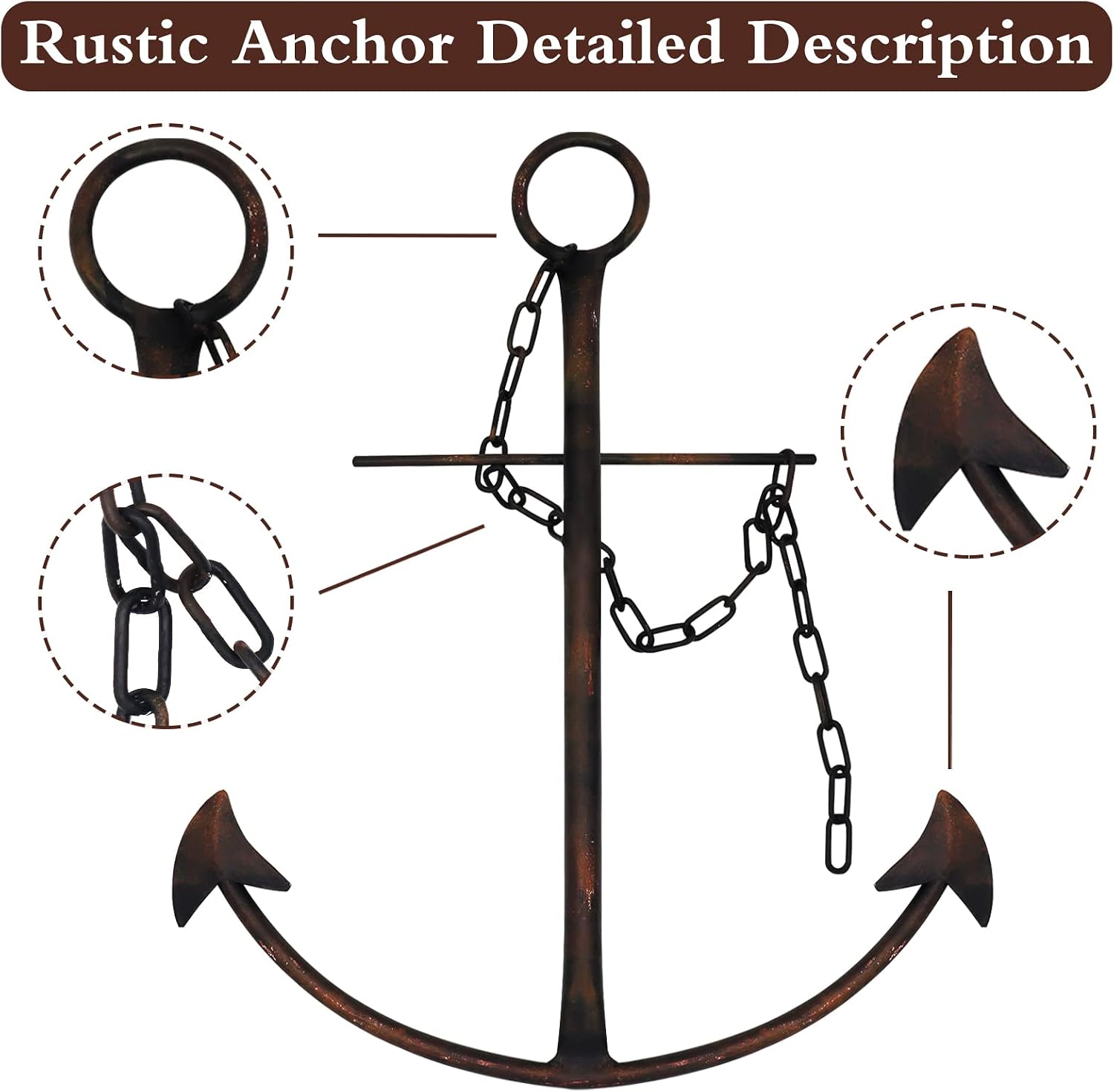 Vintage Metal Anchor Wall Decor with Chain