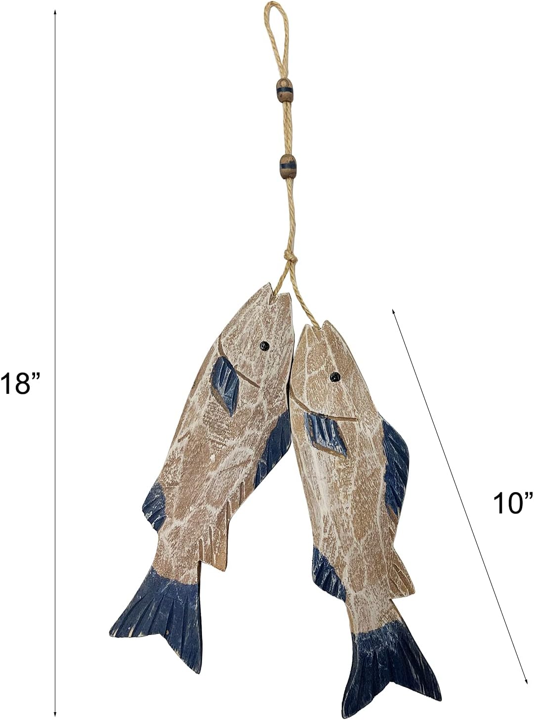 2pc Wooden Fish Nautical Wall Ornaments