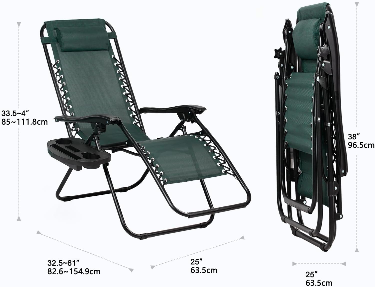 2 Dark Green Zero Gravity Chairs