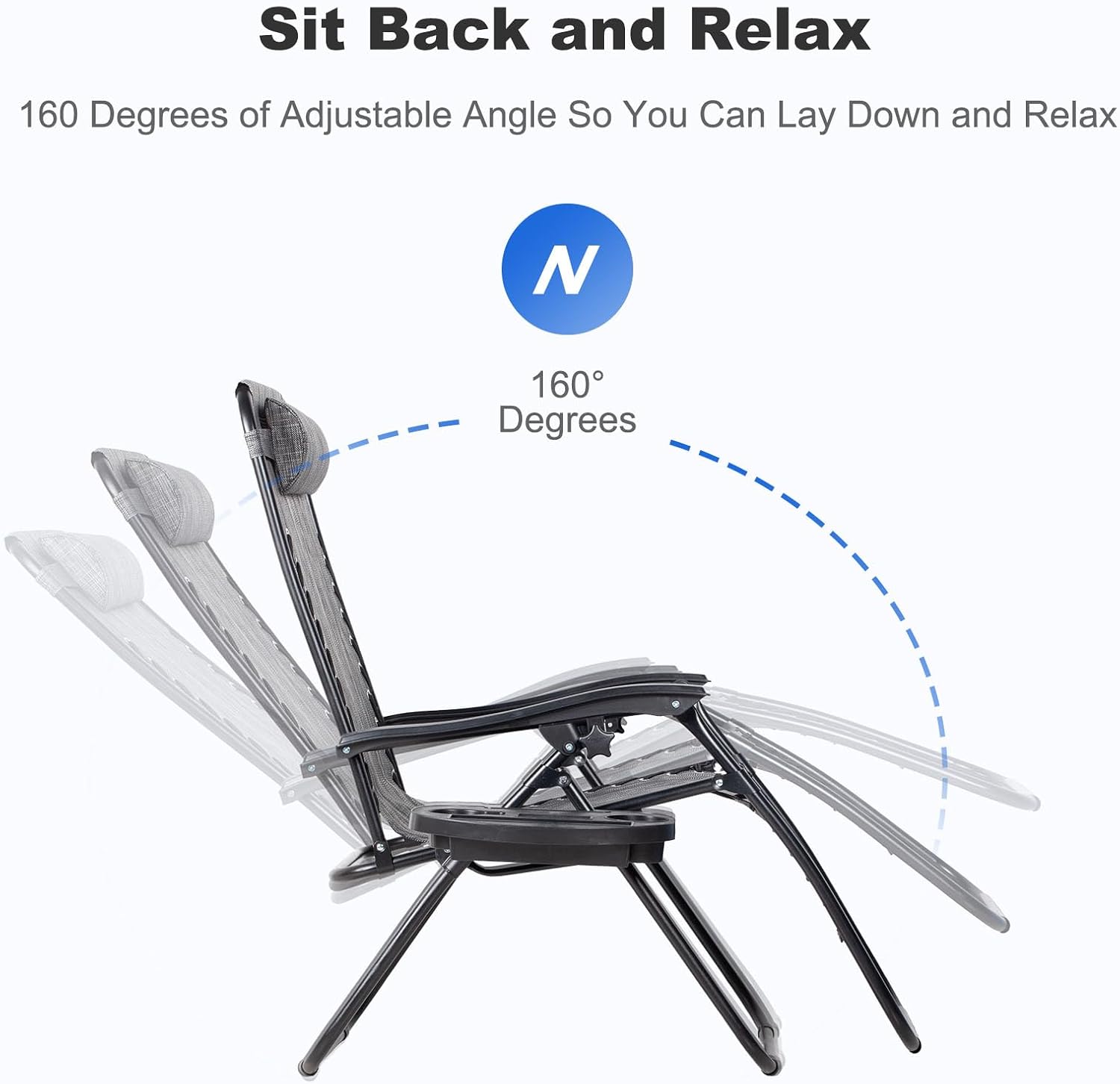2 Grey Zero Gravity Lounge Chairs