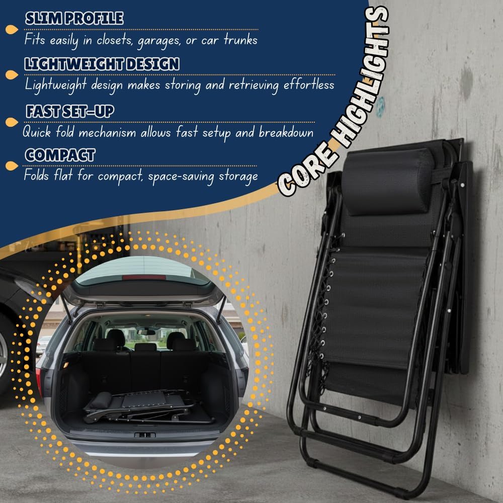 Black Zero Gravity Patio Lounge Chair