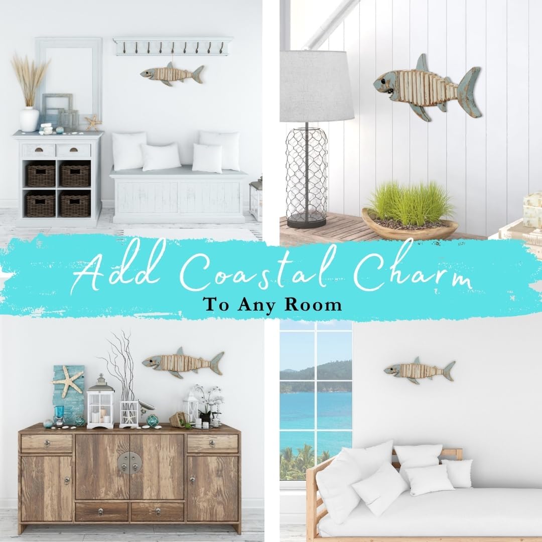 Rustic Wooden Fish Nautical Wall Decor