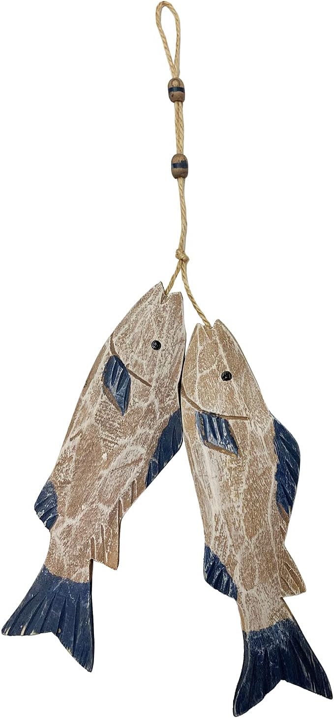 2pc Wooden Fish Nautical Wall Ornaments