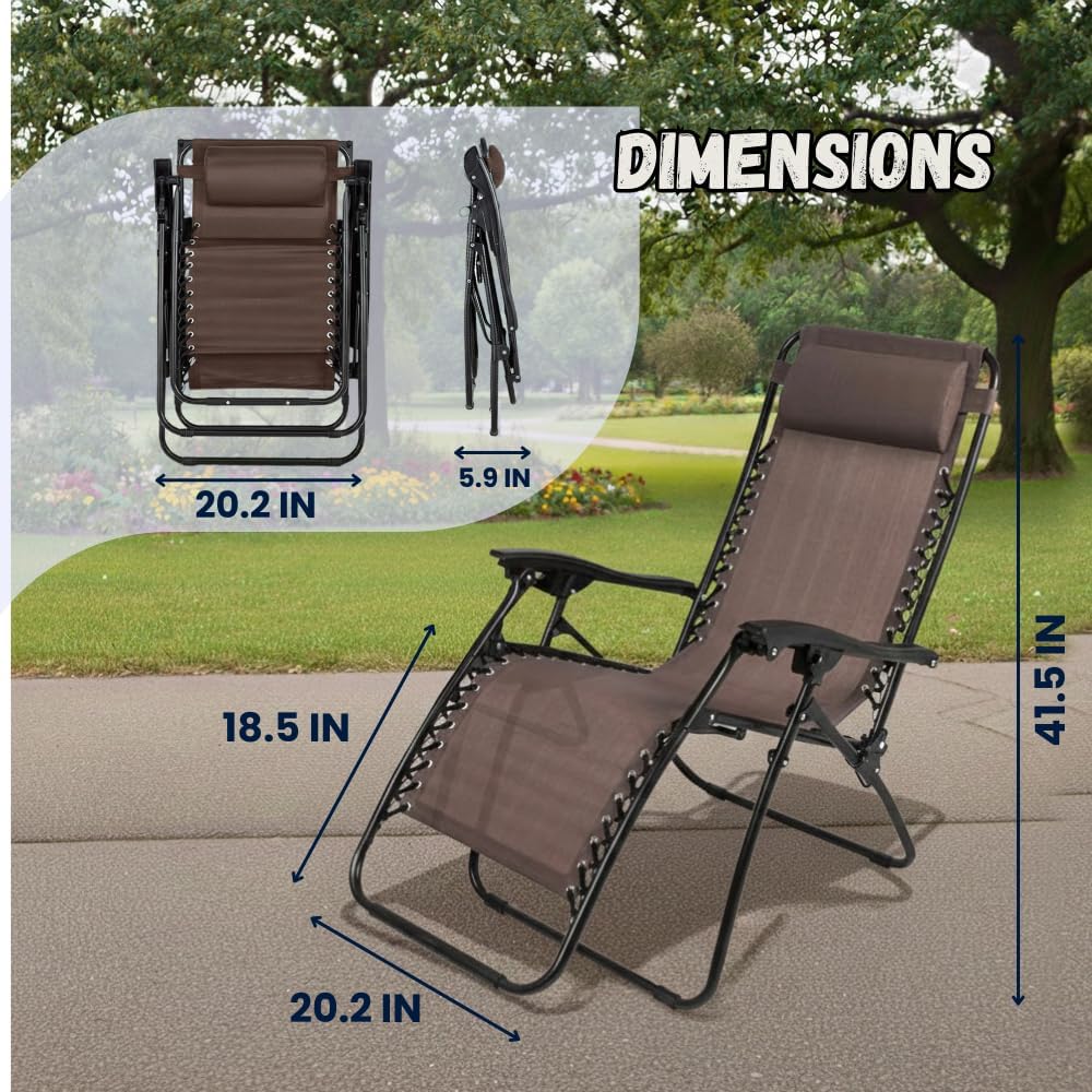 Brown Zero Gravity Patio Lounge Chair