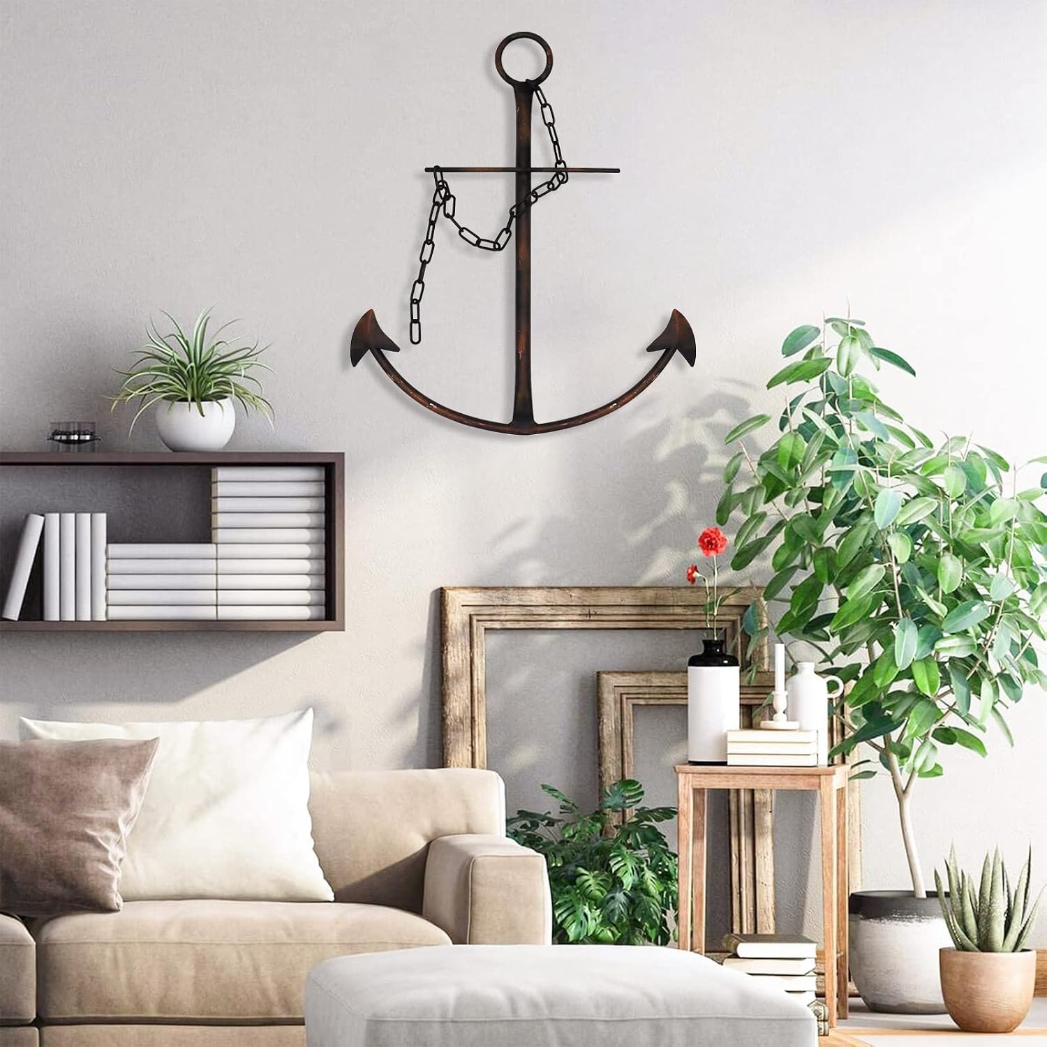 Vintage Metal Anchor Wall Decor with Chain