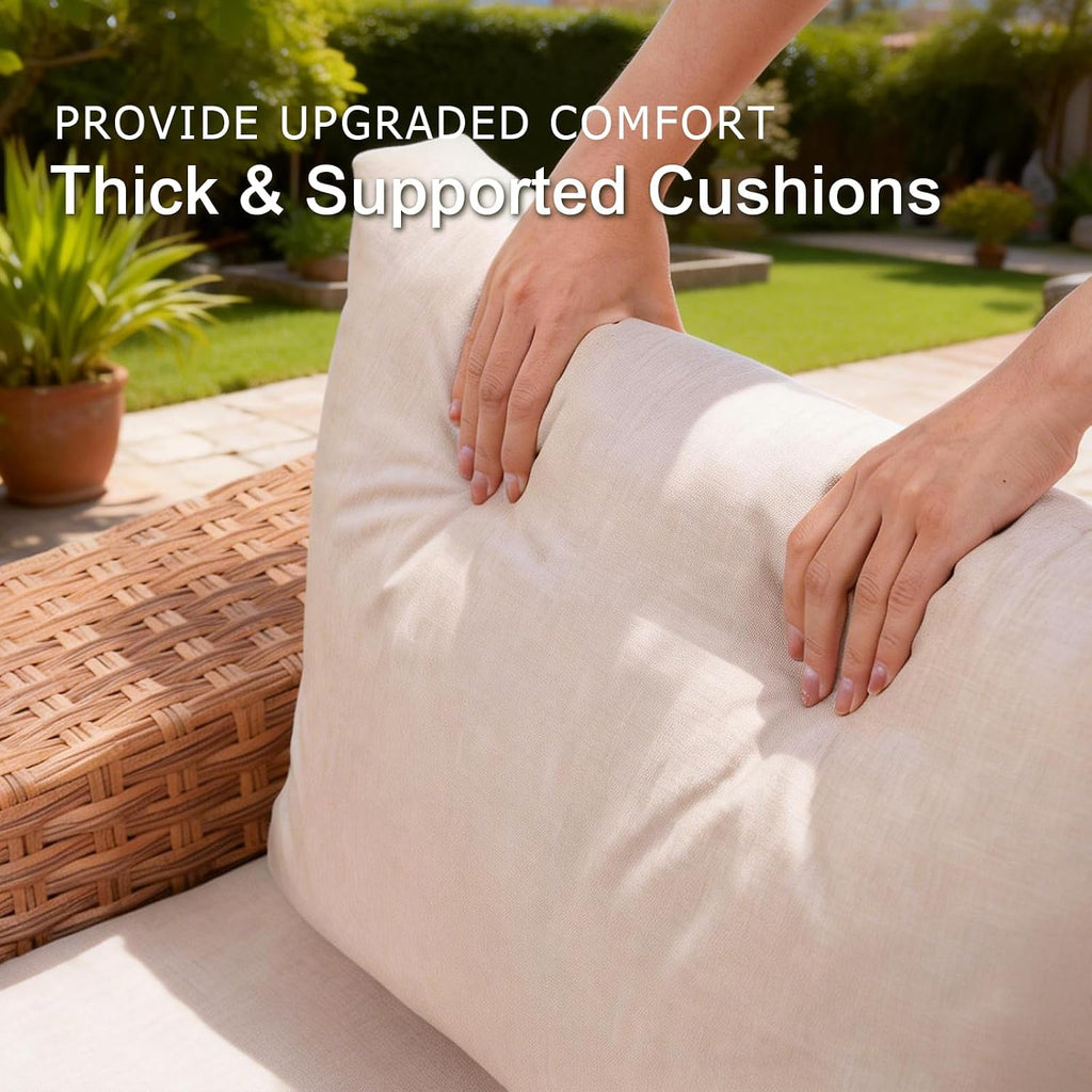Natural 6pc Wicker Patio Sectional Set