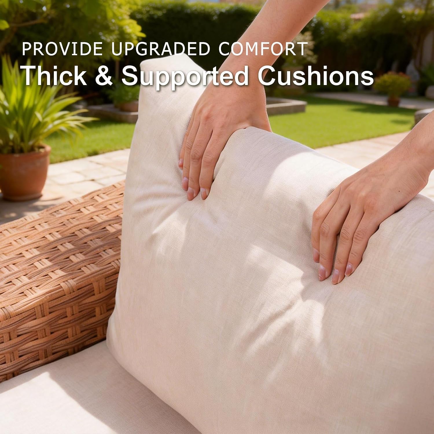 Natural 6pc Wicker Patio Sectional Set