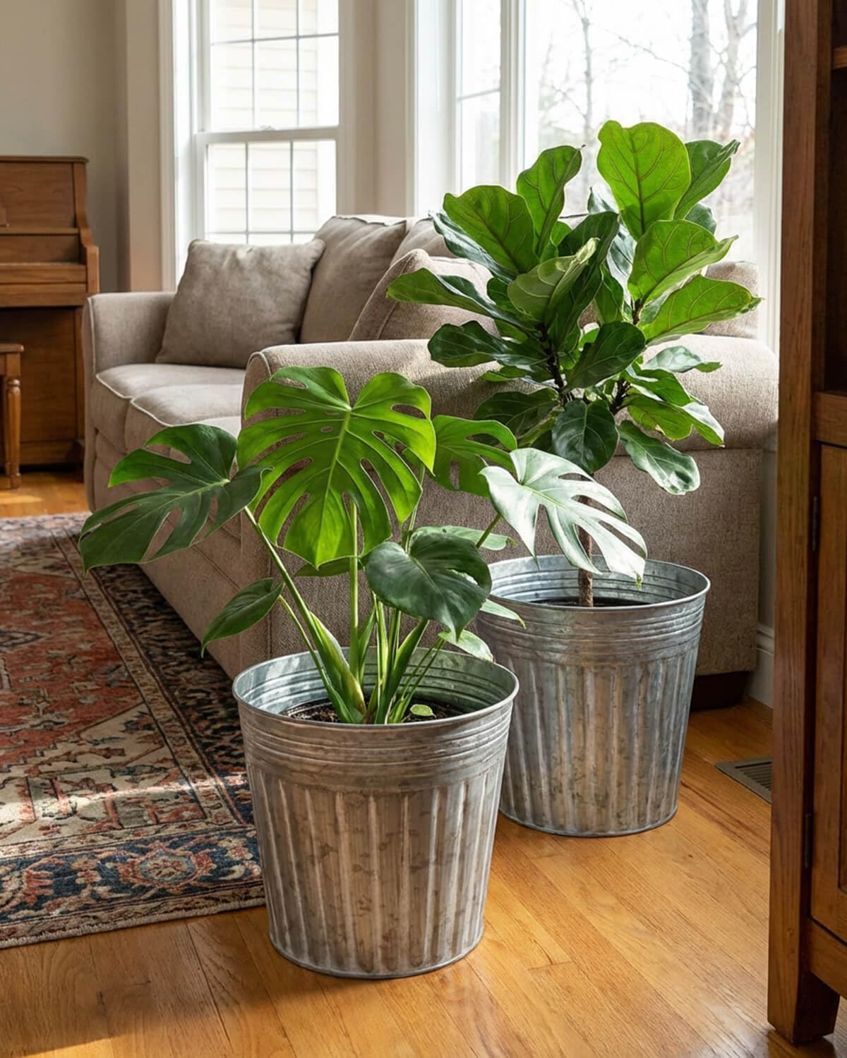 3pc 12 Inch Silver Galvanized Plant Buckets