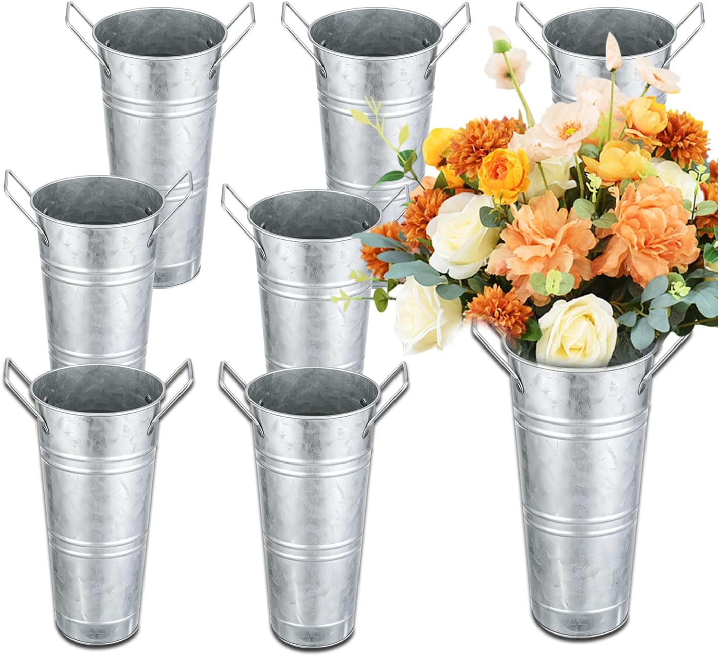 8 Rustic Metal Flower Buckets