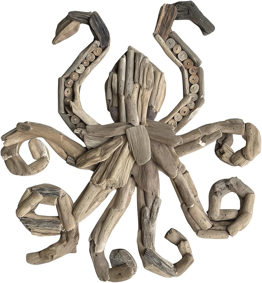 Driftwood Octopus Coastal Wall Decor