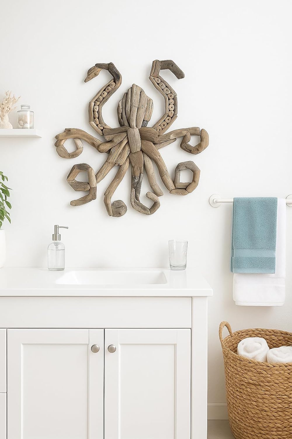 Driftwood Octopus Coastal Wall Decor