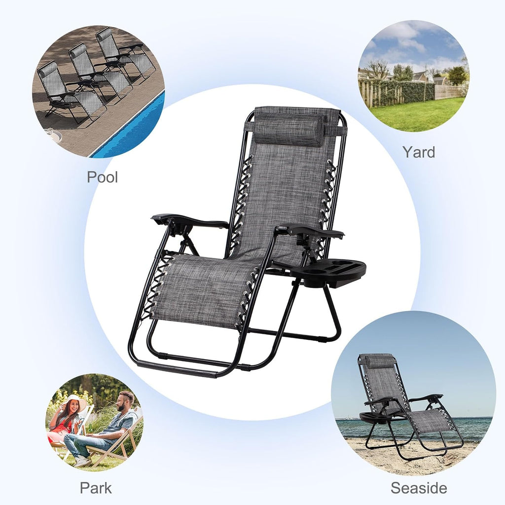 2 Grey Zero Gravity Lounge Chairs