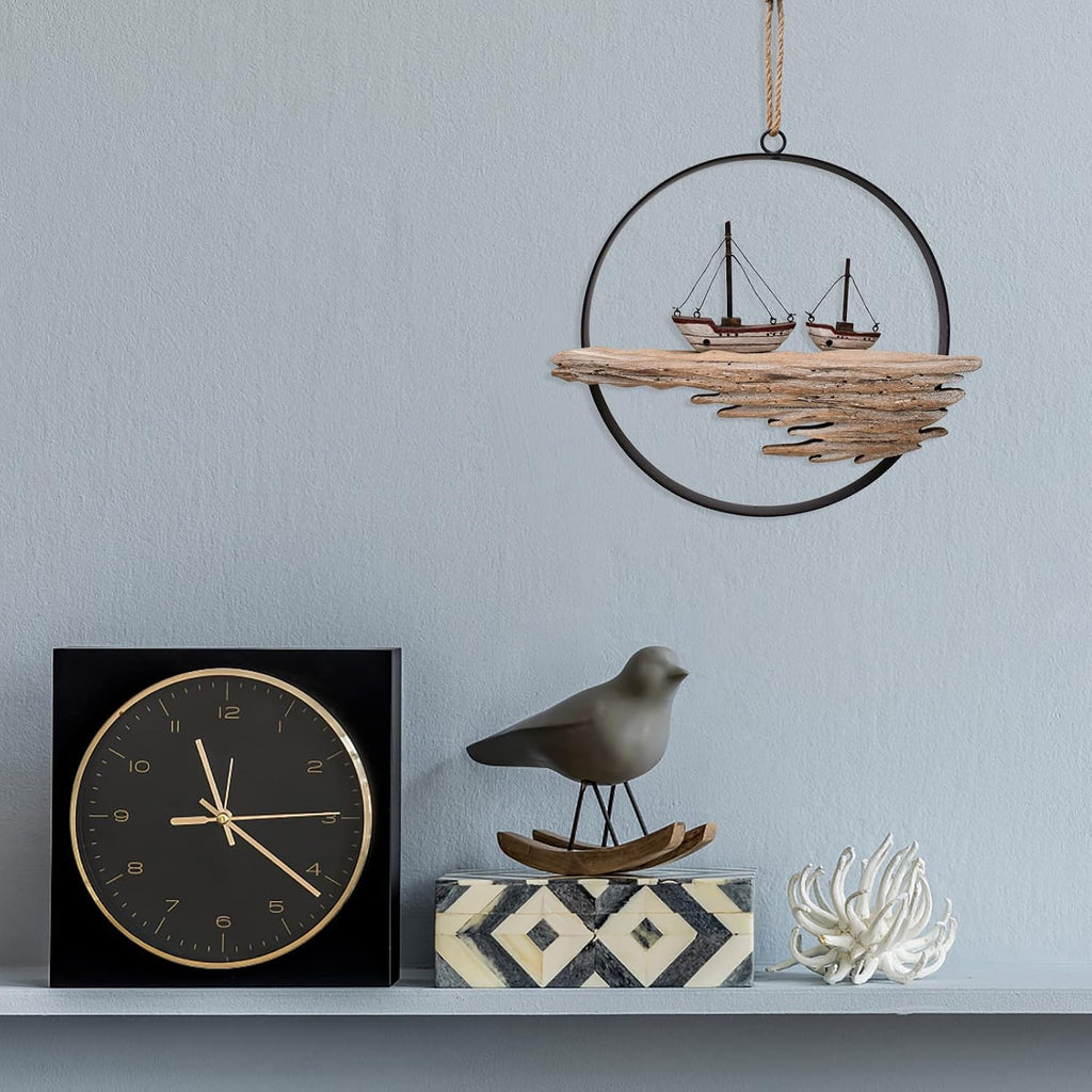 Rustic Nautical Circle Wood Wall Hanging