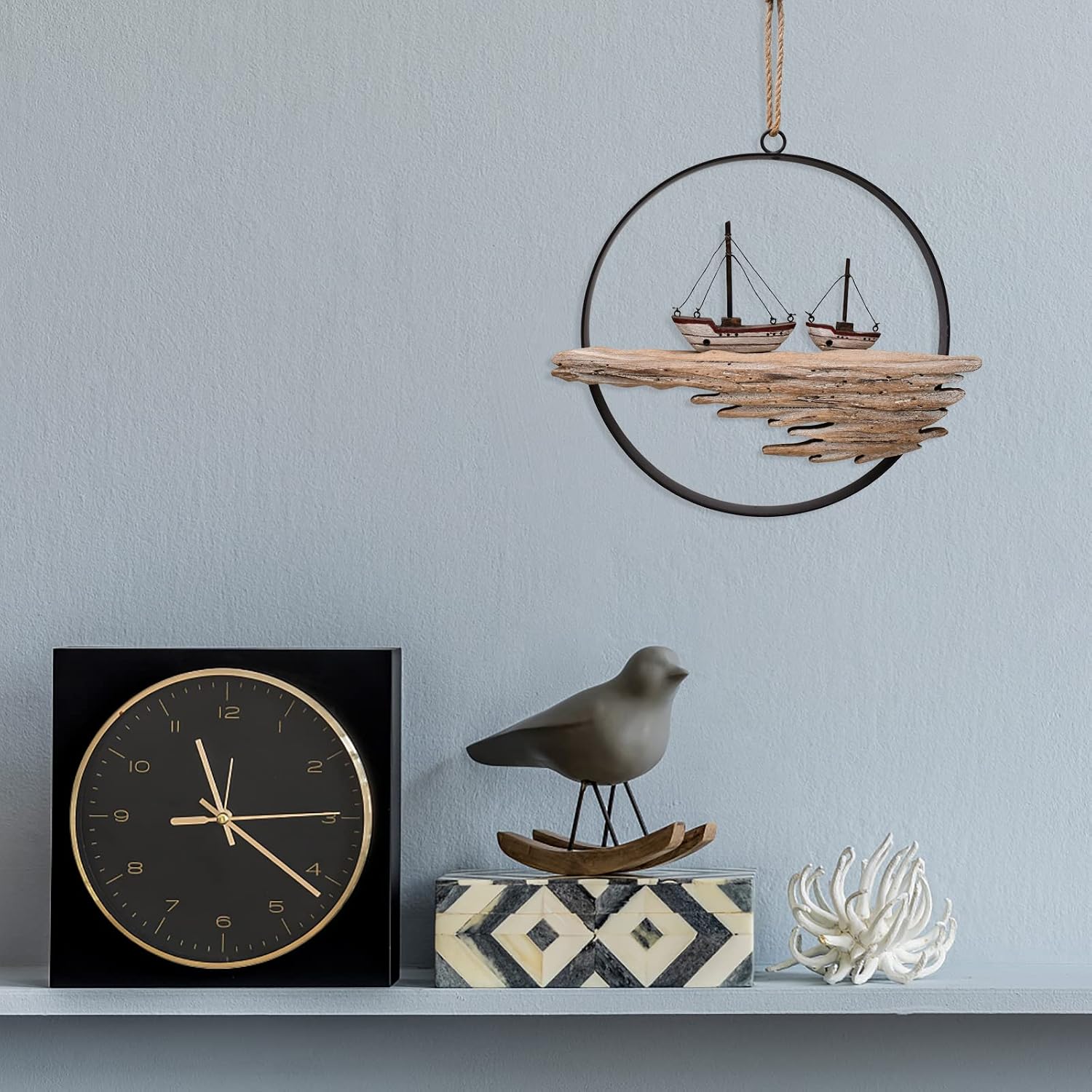 Rustic Nautical Circle Wood Wall Hanging