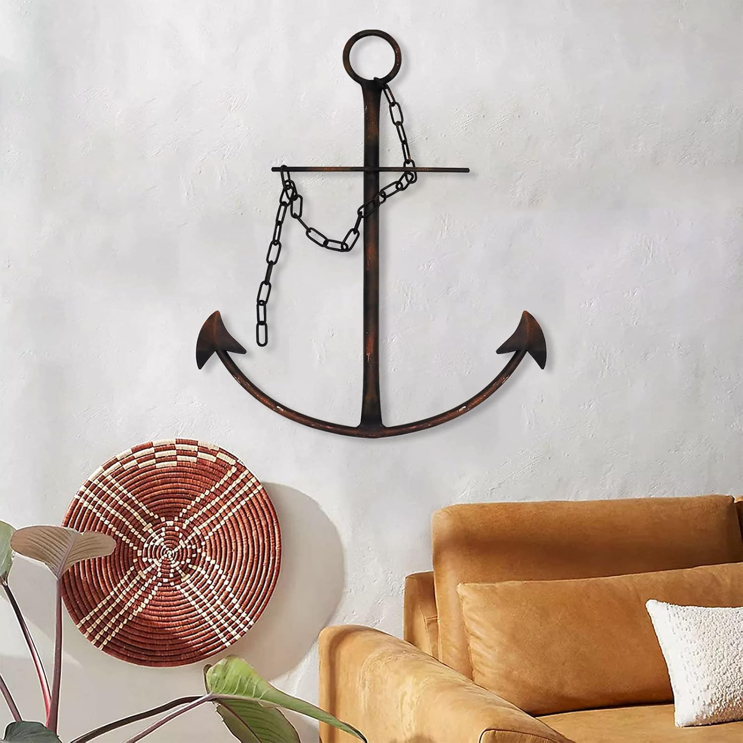 Vintage Metal Anchor Wall Decor with Chain