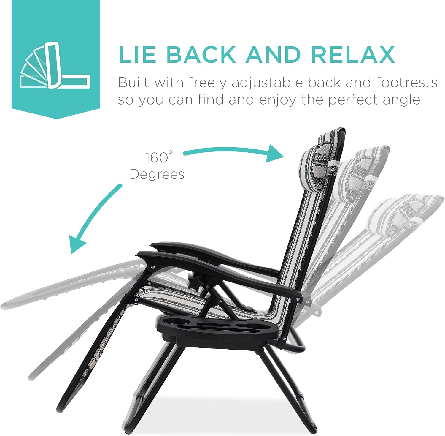2 Striped Zero Gravity Patio Chairs