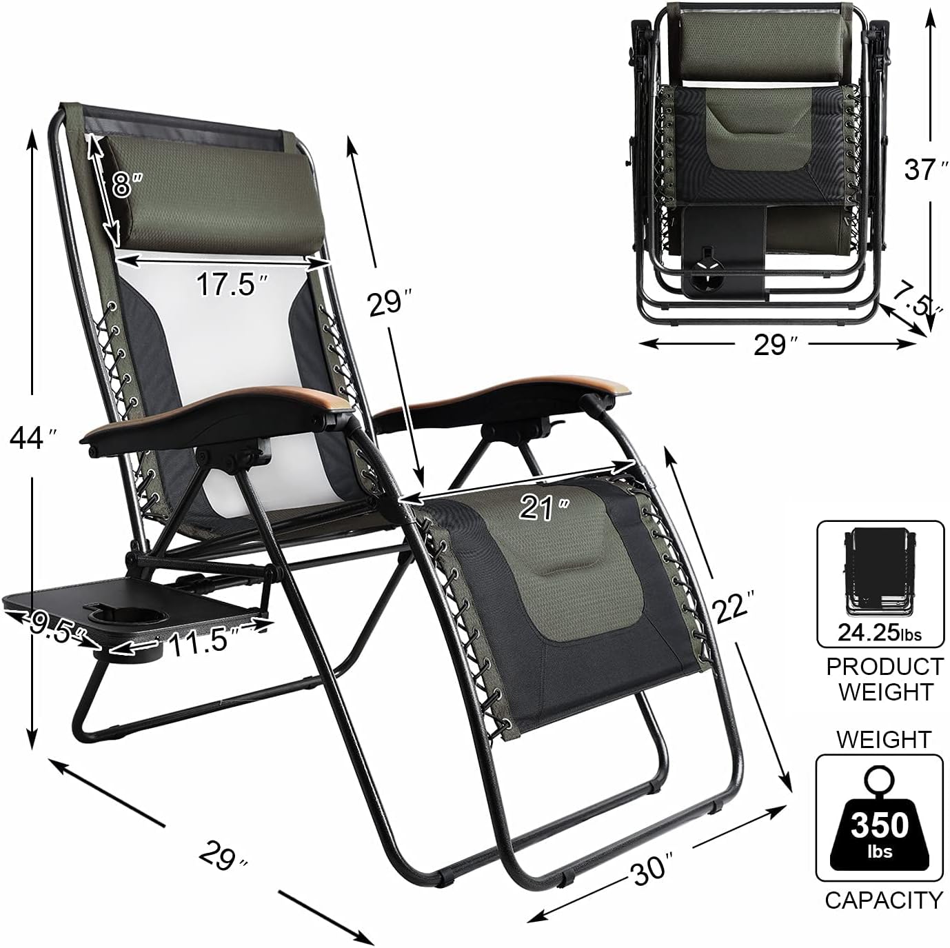 XL Green Zero Gravity Lounge Chair