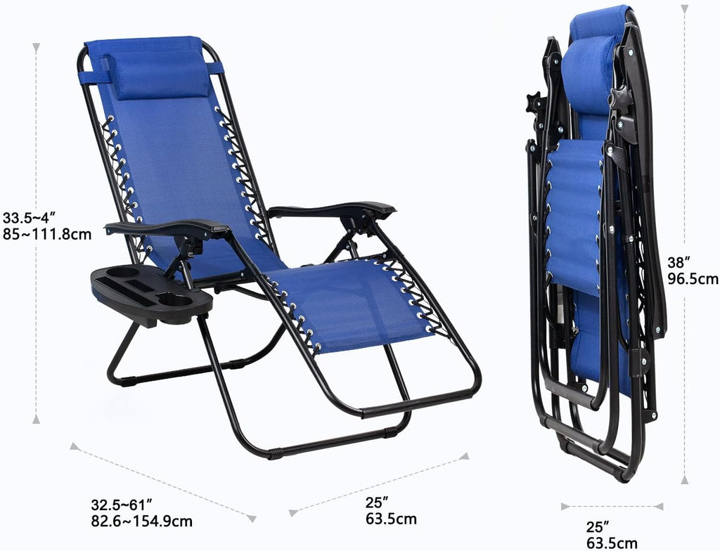 2 Blue Zero Gravity Patio Recliners