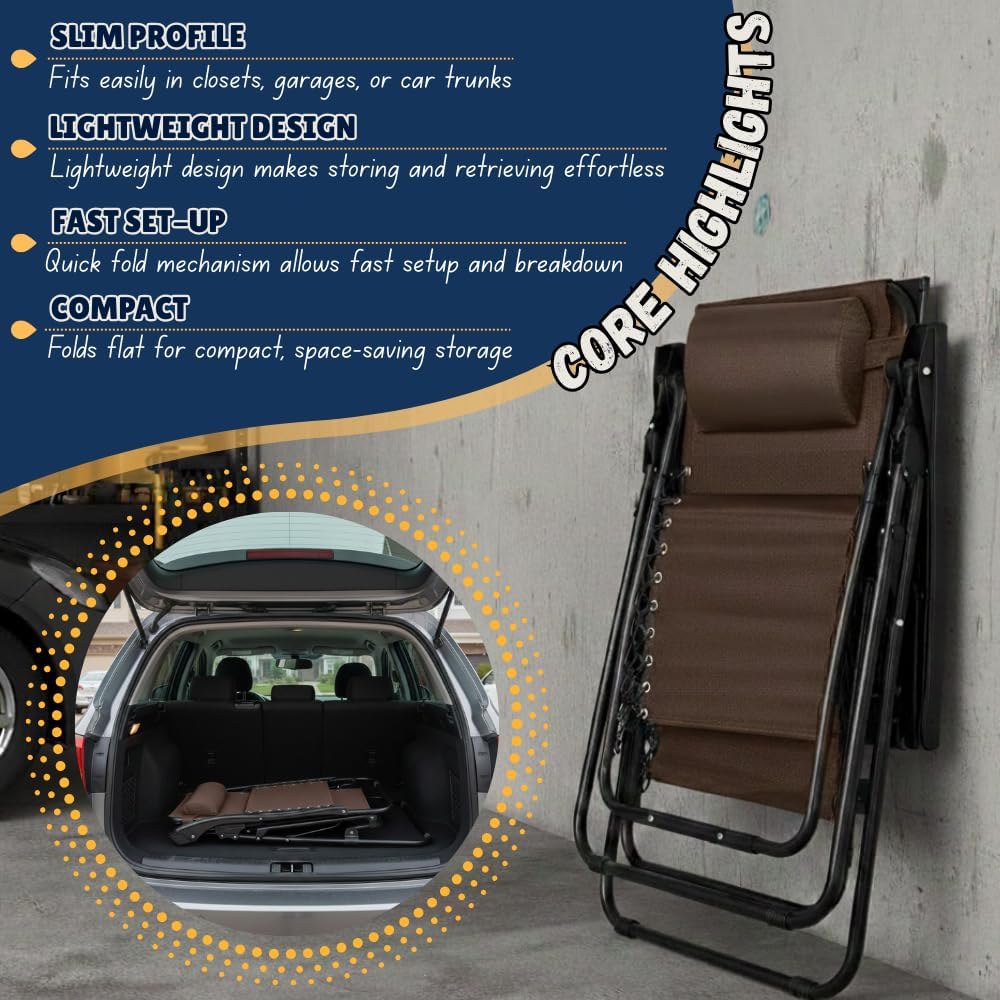 Brown Zero Gravity Patio Lounge Chair