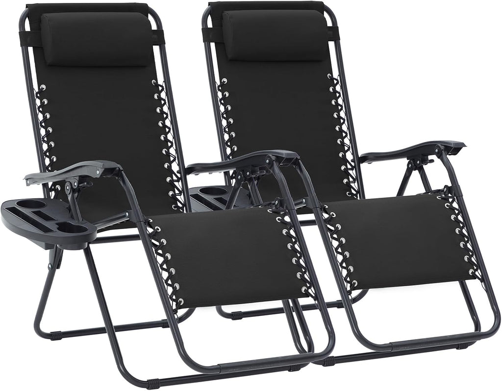 2 Black Oversized Zero Gravity Chairs