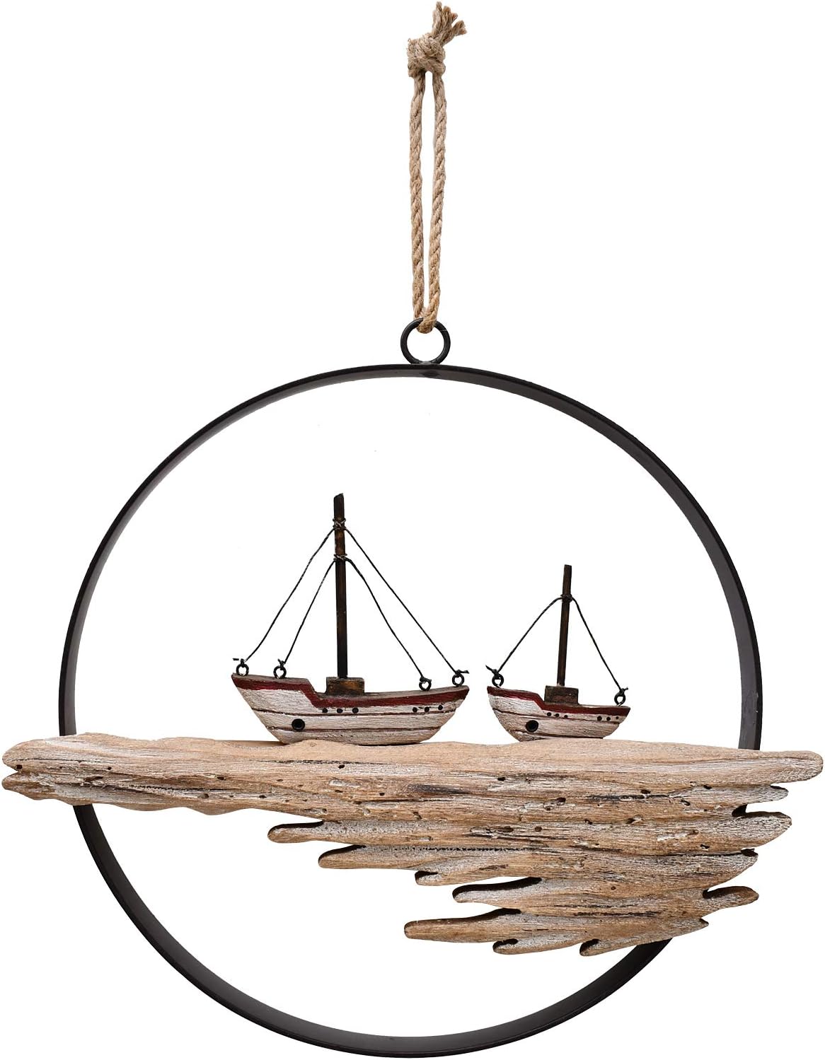 Rustic Nautical Circle Wood Wall Hanging