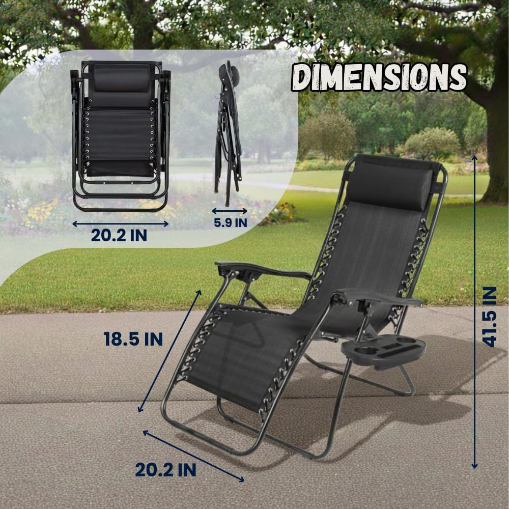 Black Zero Gravity Patio Lounge Chair