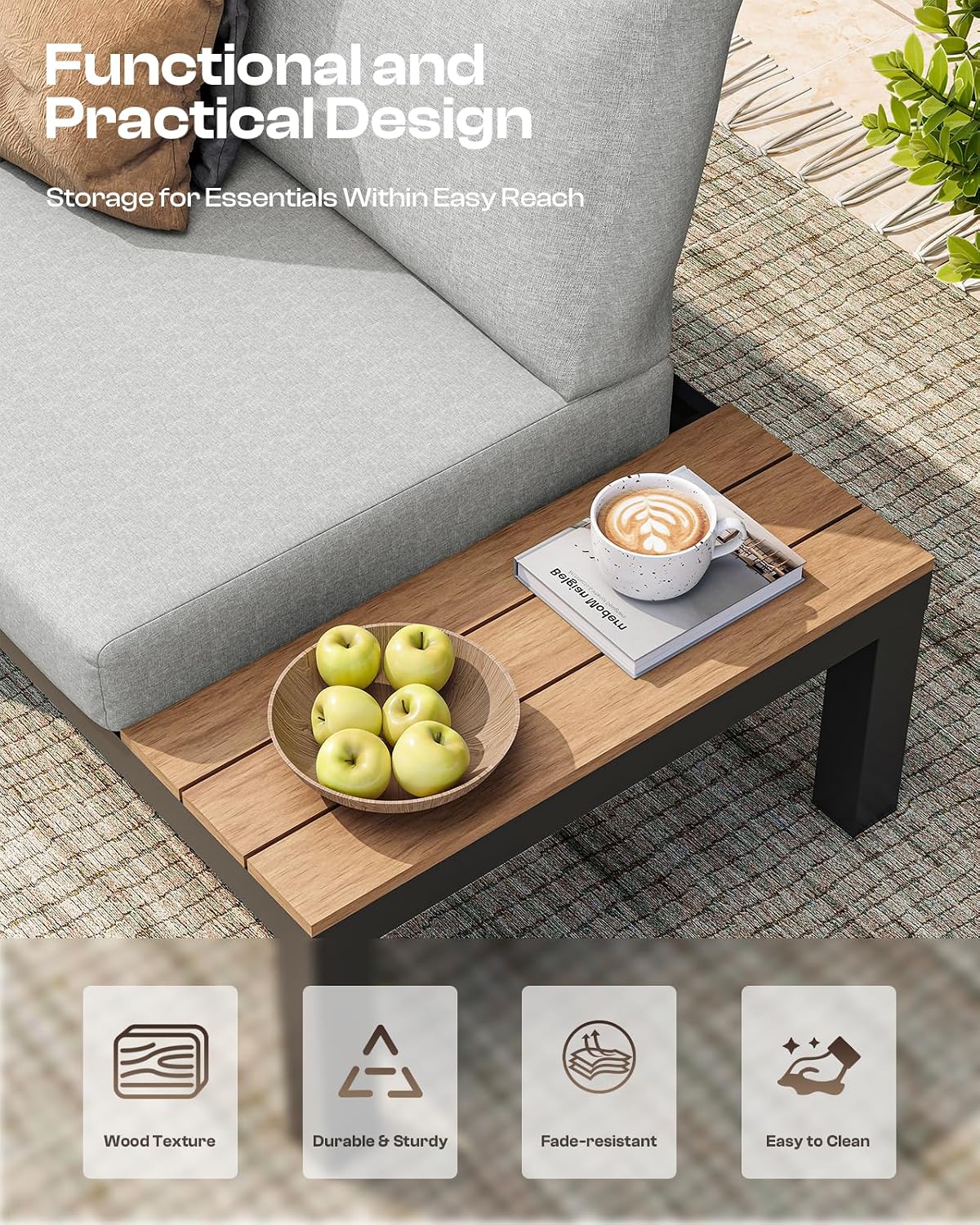 Gray 6-Seat Modular Patio Set