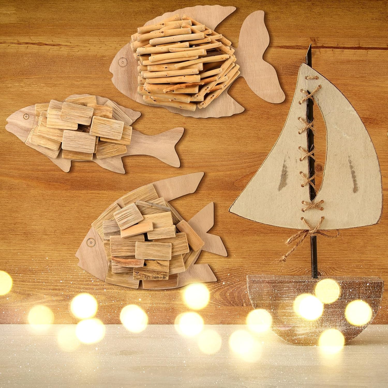 3pc Driftwood Fish Coastal Wall Decor