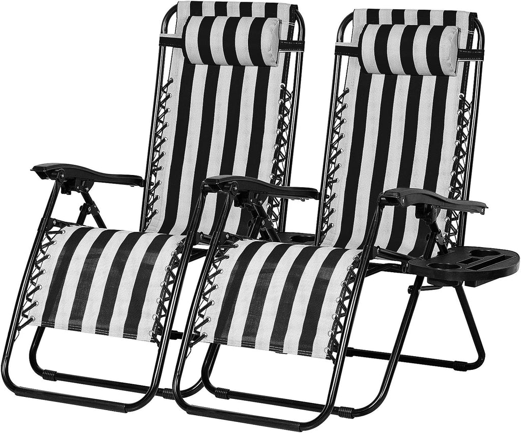 2 Striped Zero Gravity Patio Chairs