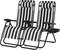 2 Striped Zero Gravity Patio Chairs