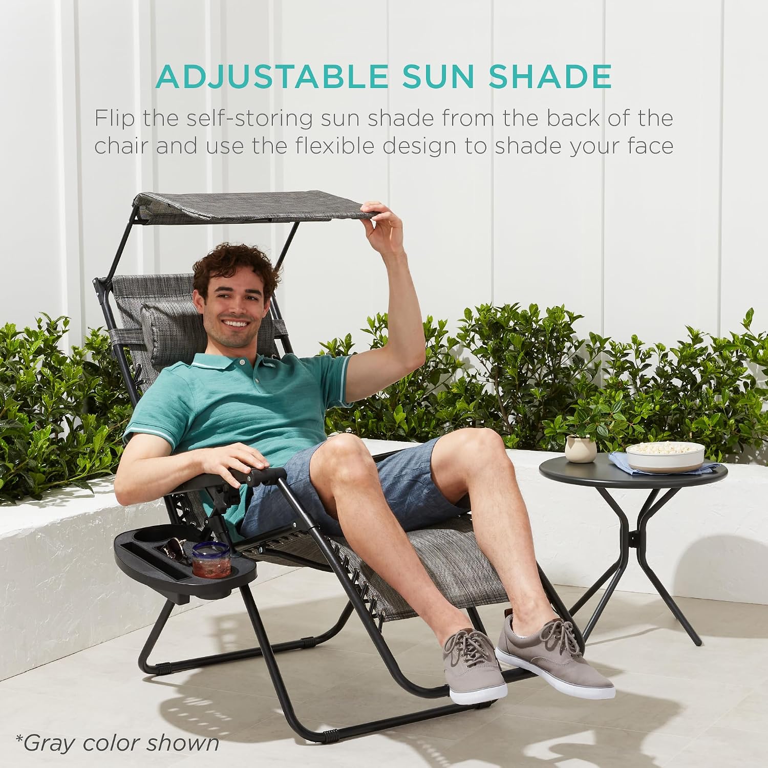 Snow Black Zero Gravity Chair with Canopy
