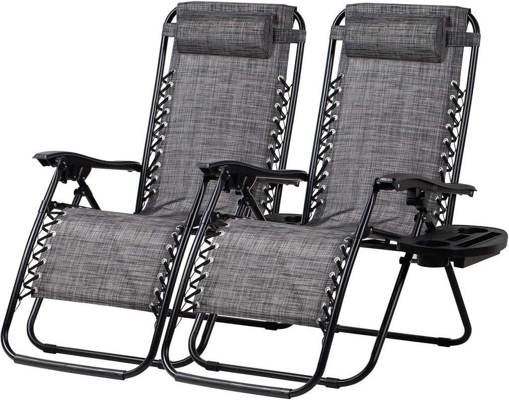 2 Grey Zero Gravity Lounge Chairs