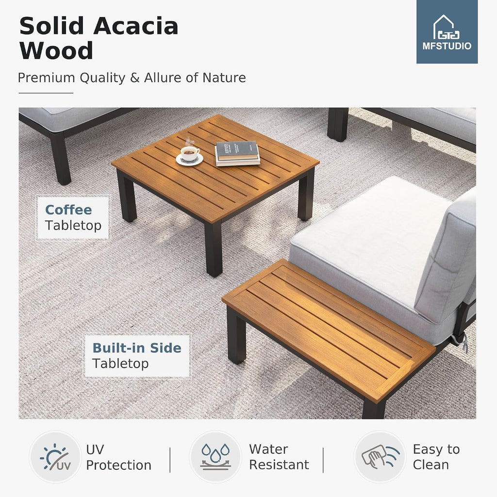 4pc Metal L-Shaped Patio Sectional Set