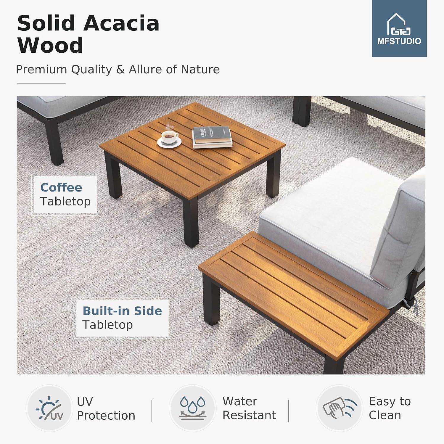 4pc Metal L-Shaped Patio Sectional Set