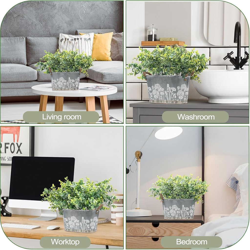 3 Oval Galvanized Metal Planter Tubs