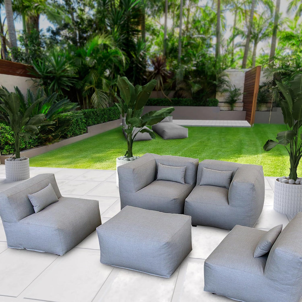 5pc Dark Gray Modular Outdoor Sectional Sofa Set