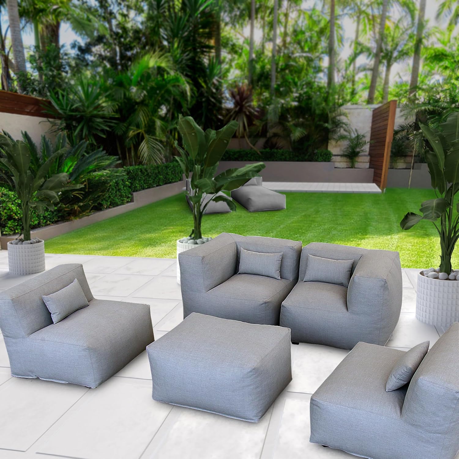 5pc Dark Gray Modular Outdoor Sectional Sofa Set