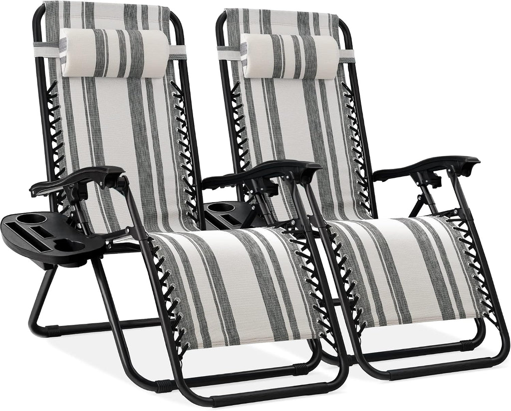 2 Striped Zero Gravity Patio Chairs