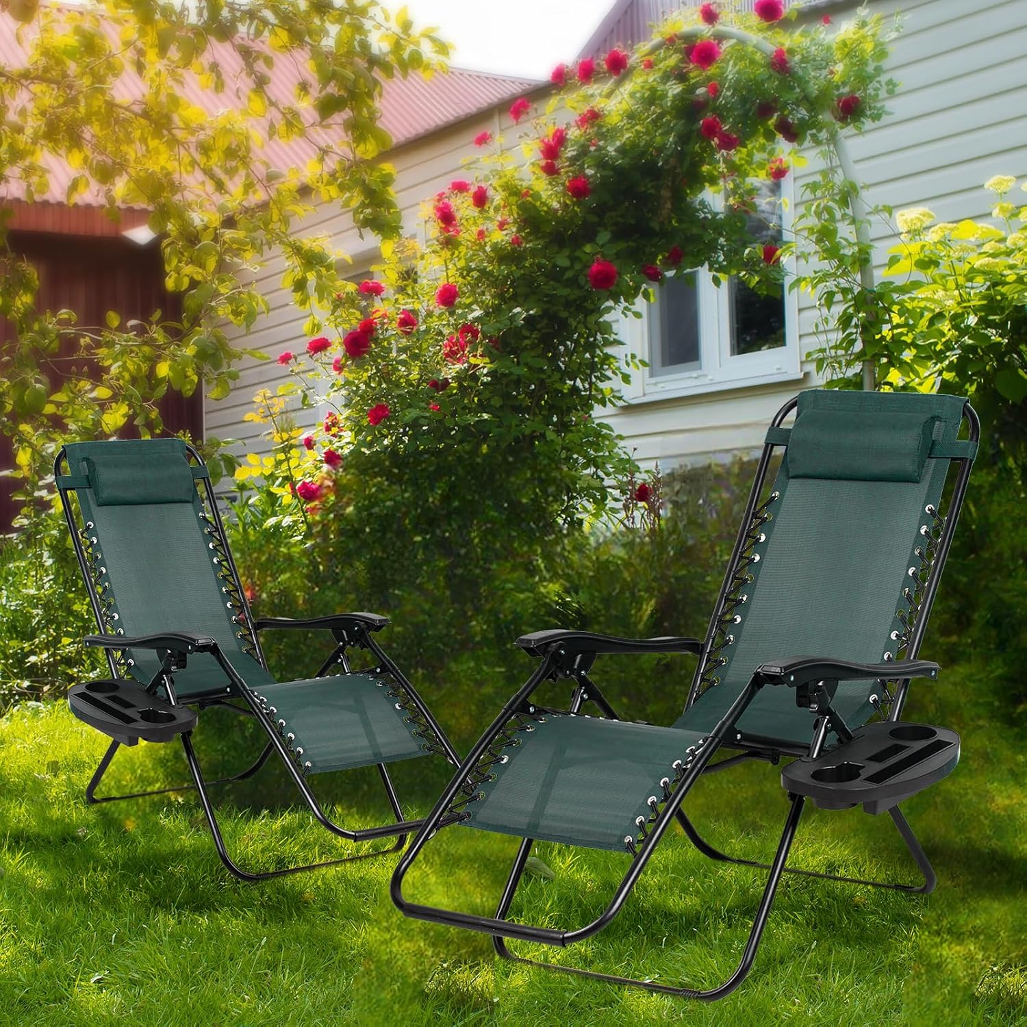 2 Dark Green Zero Gravity Chairs