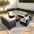Beige 8pc Wicker Patio Set with Storage