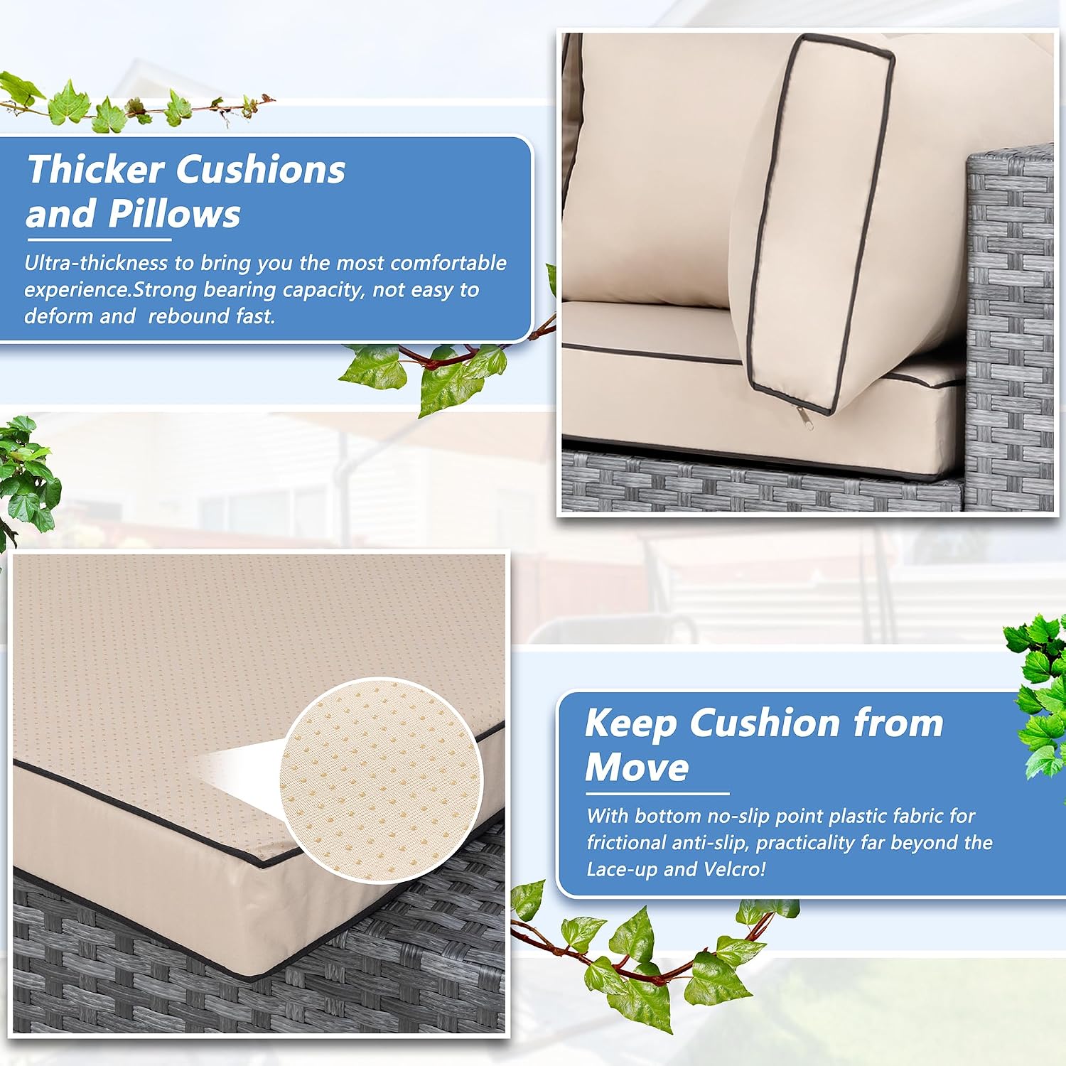 Gray Khaki 7pc Wicker Patio Set