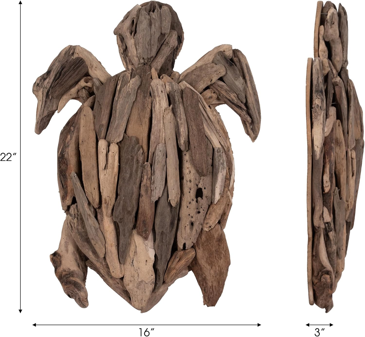 Driftwood Turtle Coastal Decor Sculpture