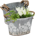 3 Oval Galvanized Metal Planter Tubs